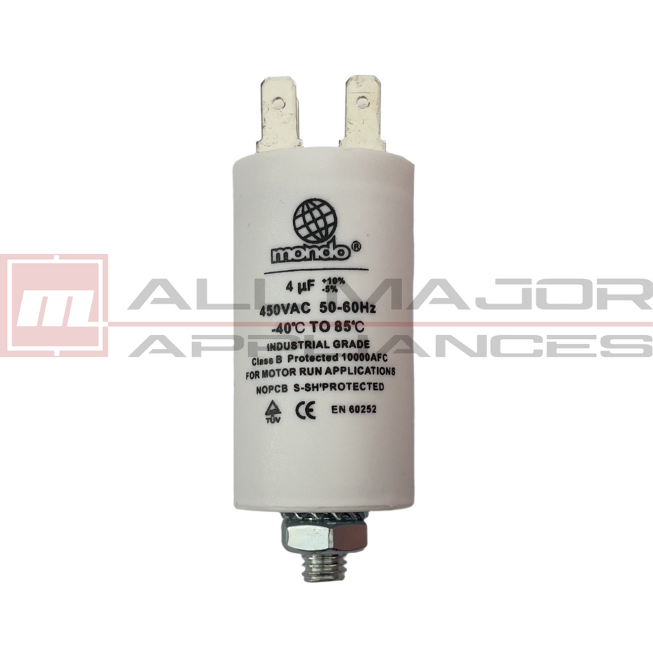 GENUINE MONDO 4µF Plastic Motor Run Capacitor - Ø34mmx65mm