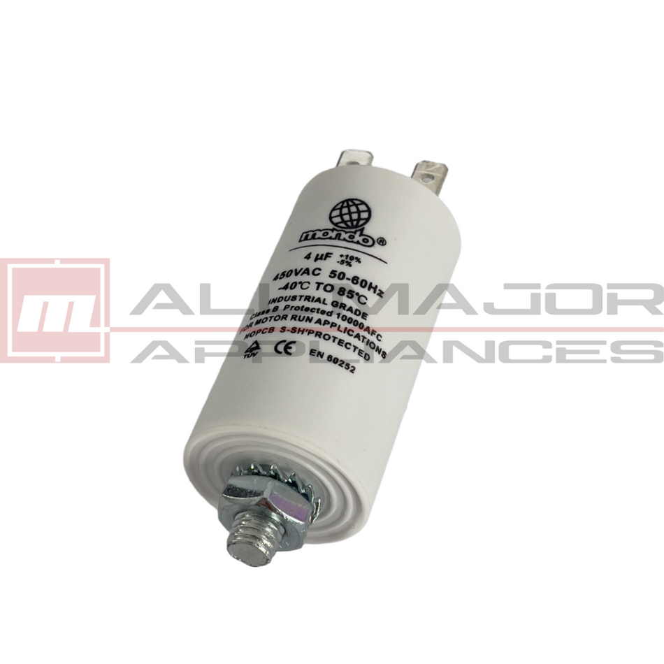 GENUINE MONDO 4µF Plastic Motor Run Capacitor - Ø34mmx65mm