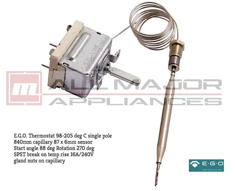 55.17042.050 UNIVERSAL GENUINE EGO Deep Fryer Thermostat 98ºC-205ºC