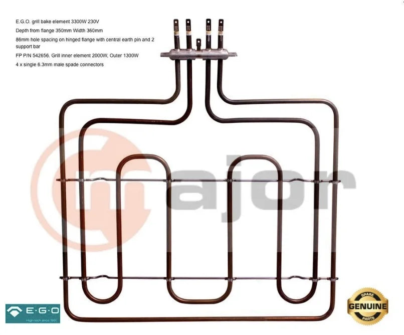 542656 GENUINE FISHER & PAYKEL EGO Oven Upper Top Grill Element 230V