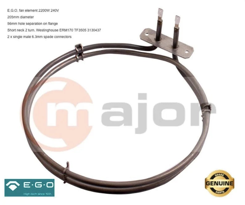 0122004574 GENUINE CHEF EGO Oven Fan Forced Element 2200W