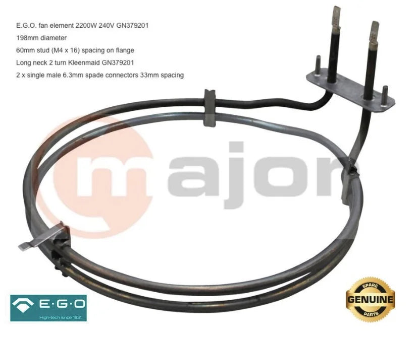 GN379201 GENUINE EGO KLEENMAID Oven Fan Forced Element 2200W