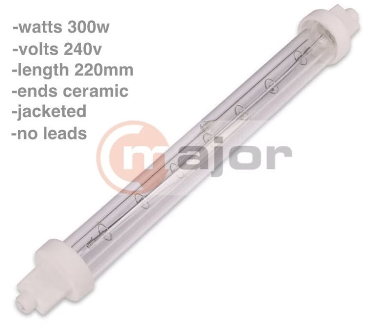 M64245014 UNIVERSAL QIR Ceramic Heat Lamp 300W Jacketed - 220mm