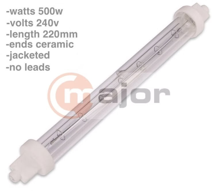 M64245014 UNIVERSAL QIR Ceramic Heat Lamp 500W Jacketed - 220mm