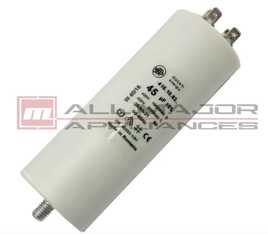 GENUINE DUCATI 45µF Plastic Motor Run Capacitor - Ø45mmx117mm
