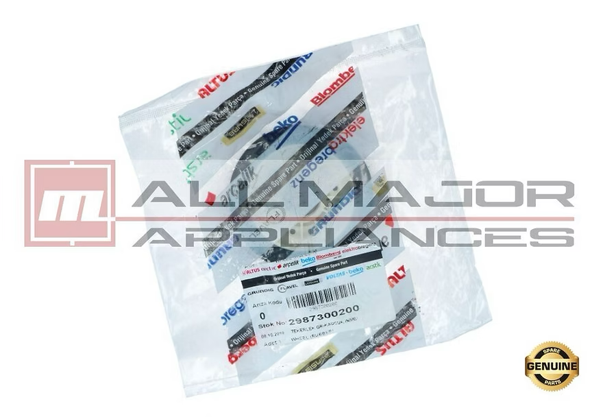 2974680200 GENUINE BEKO Dryer Rubber Wheel Roller Assembly