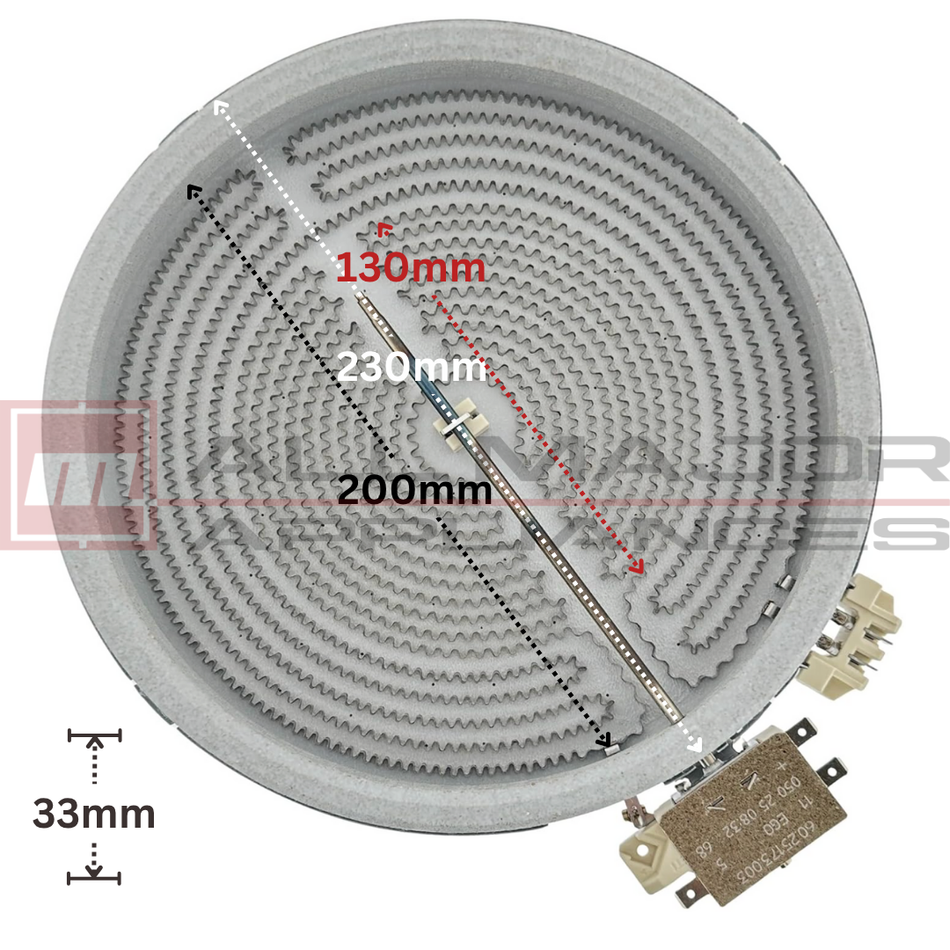 4055980504 CHEF GENUINE EGO Cooktop Dual Ceramic Element Ø230mm