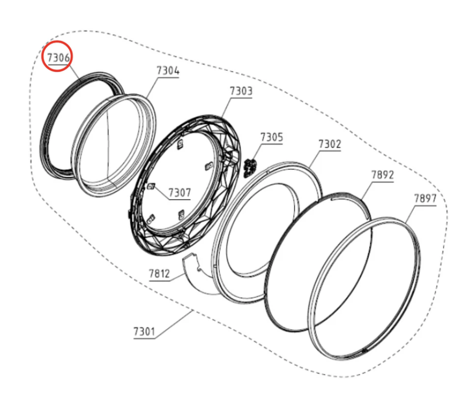 708850 GENUINE ASKO Washing Machine Door Gasket/Seal